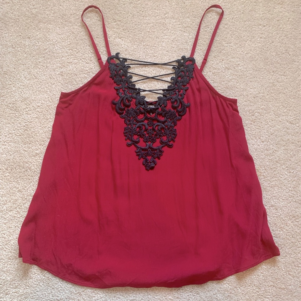 Red lace tank top